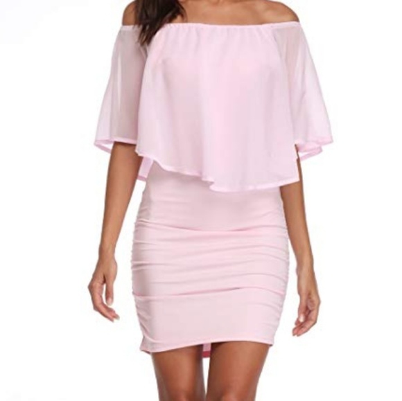 Dresses & Skirts - Off Shoulder Chiffon Ruffled Bodycon Dress NWT